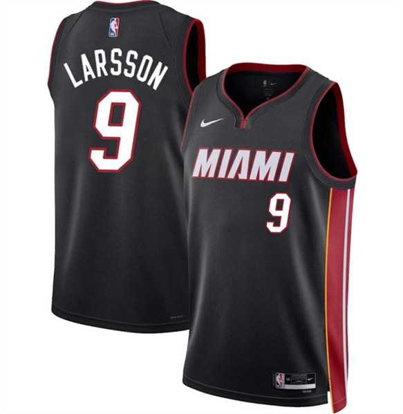 Men%27s Miami Heat #9 Pelle Larsson Black 2024 Draft Icon Edition Stitched Basketball Jersey Dzhi->miami heat->NBA Jersey